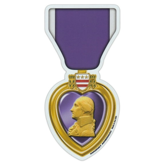 Magnetic Bumper Sticker - Purple Heart Ribbon (Medal) - United States Military Decoration - 2.5" x 5.25"