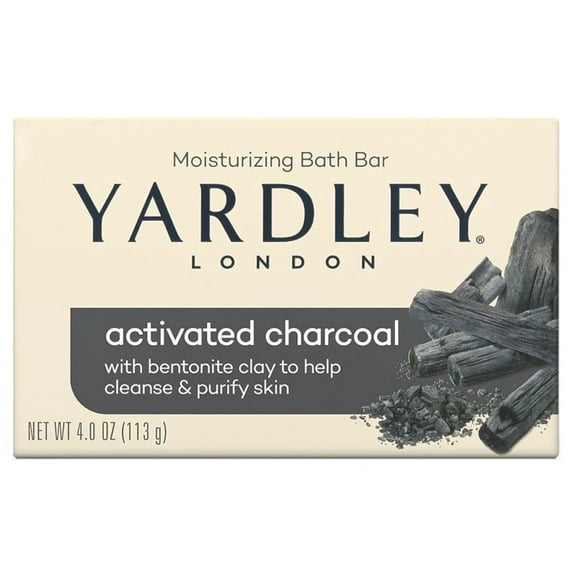 Yardley London Moisturizing Bath Bar, Activated Charcoal 4 Ounce (Pack Of 12), Activated Charcoal, 12 count