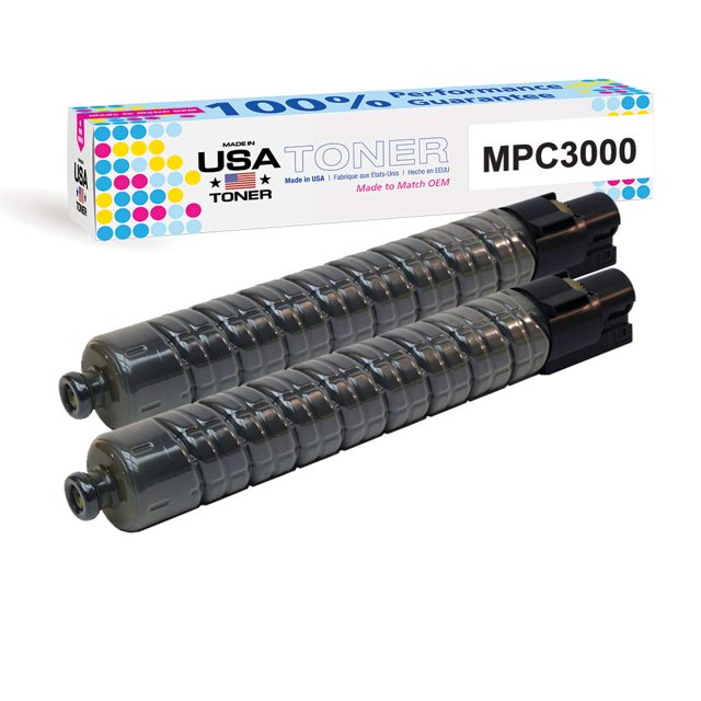 MADE IN USA TONER Compatible Replacement for Ricoh Aficio MPC3000, MPC2000, MPC2500, Savin C2020 C2525 C3030 (Black, 2 pk)