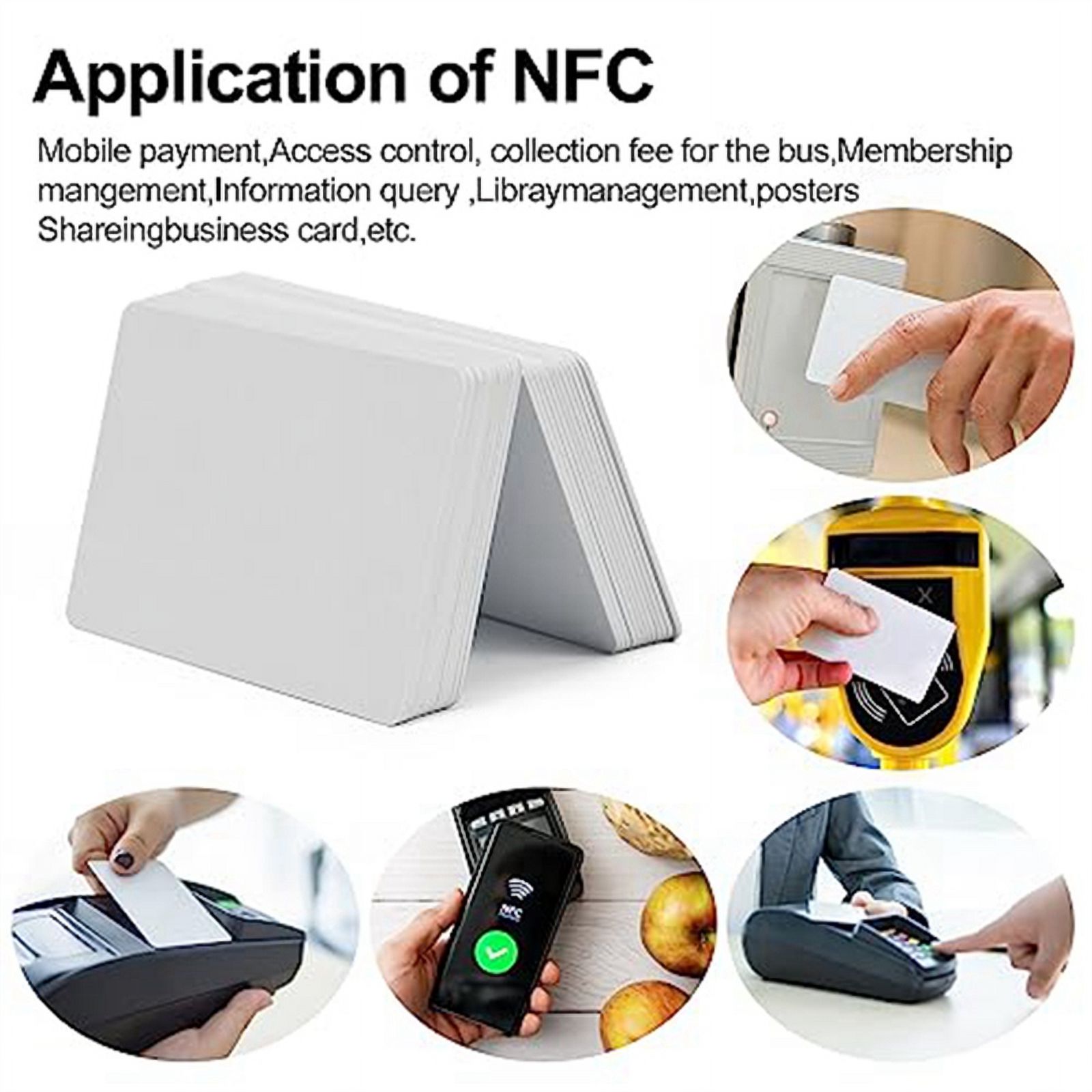 100 PCS NFC Cards Blank 215 NFC Cards 215 Tags Rewritable NFC Cards 504 Bytes Memory for All NFC Enabled Device