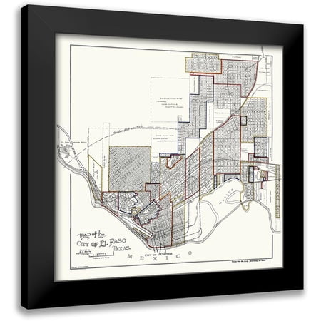 Baer 12x12 Black Modern Framed Museum Art Print Titled - El Paso Texas - Baer 1906