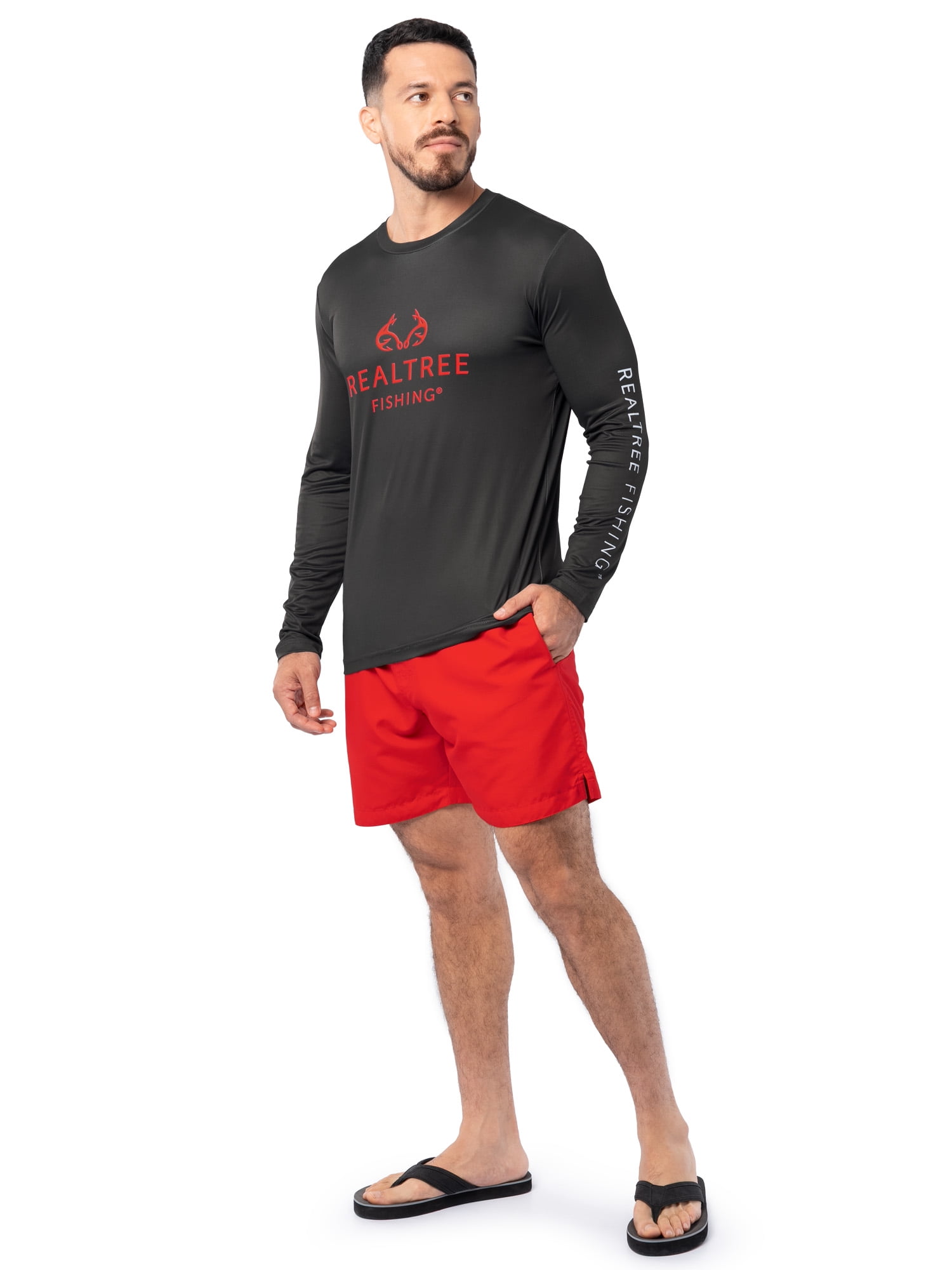 Realtree Men's Fishing Sport Americana UPF30 Long Sleeve Performance Crew Top, Size S-3XL