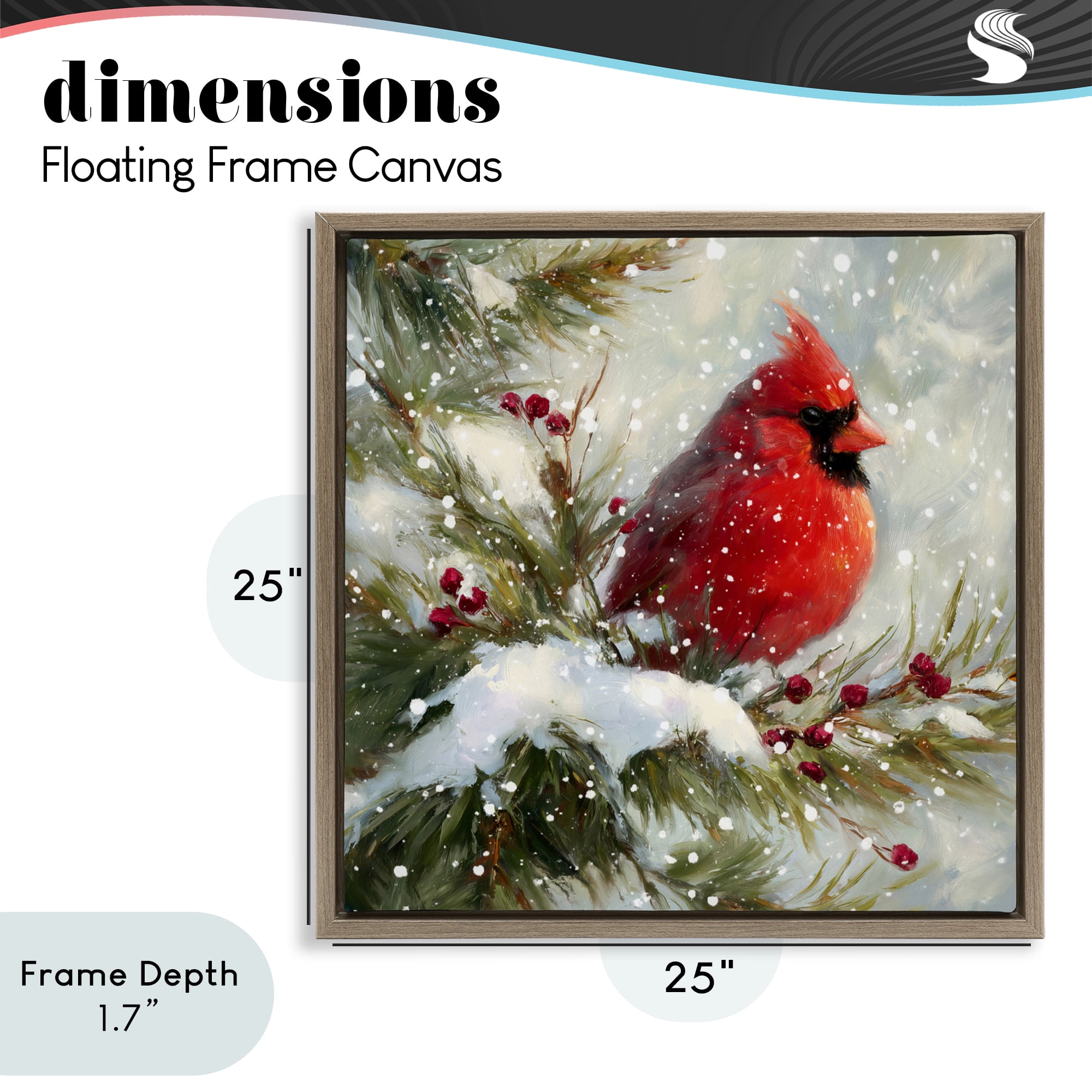 Stupell Industries Winter's Red Jewel Brown Framed Floater Canvas Wall Art, design by Tina LeCour