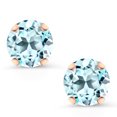 thumbnail image 2 of Gem Stone King 10K Rose Gold Sky Blue Topaz Stud Earrings for Women Men (1.80 Cttw, Gemstone Birthstone, Round 6MM), 2 of 4