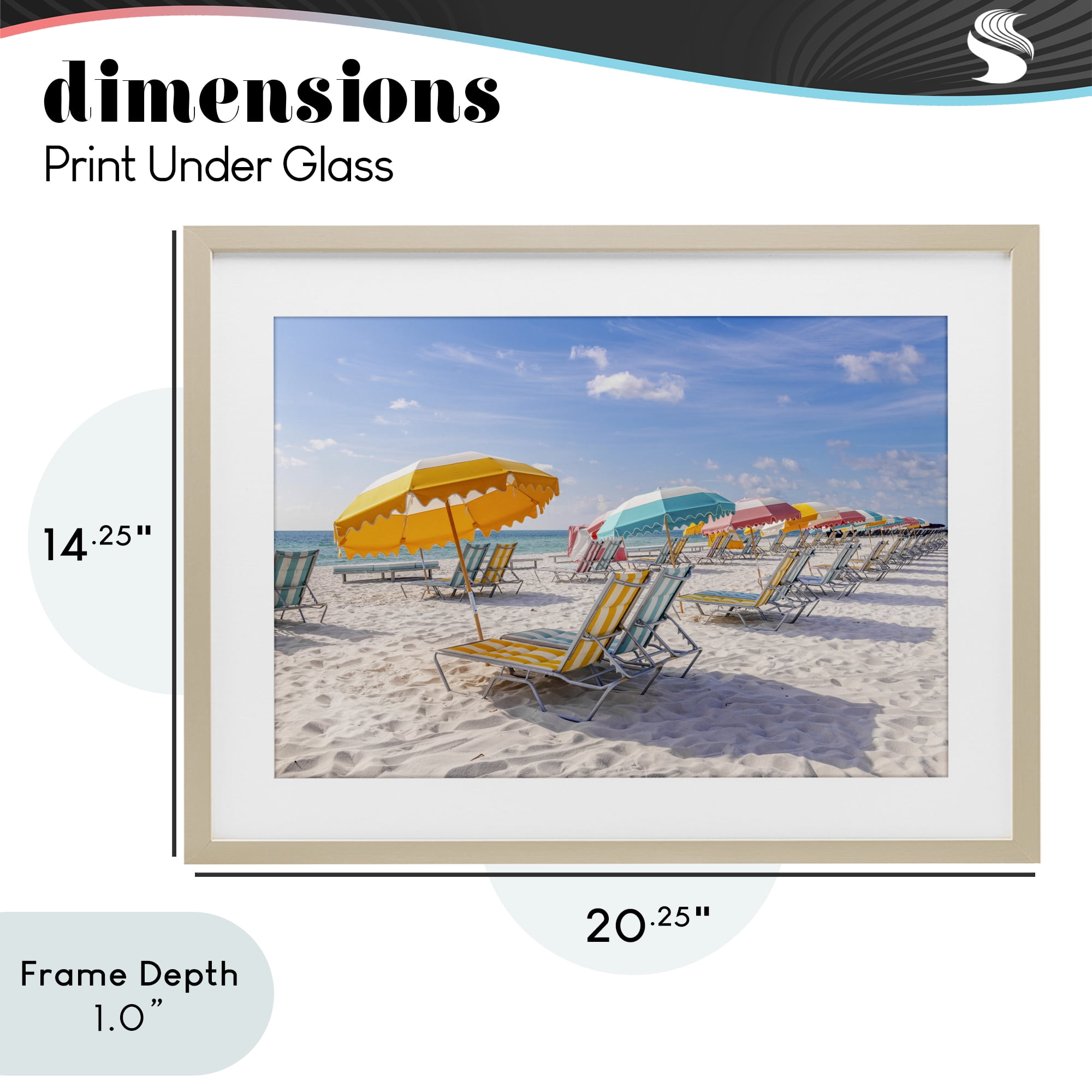 Stupell Industries Striped Umbrellas on Sunny Beach Birch Framed Print Under Glass, design by Richard Silver