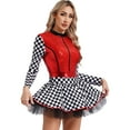 thumbnail image 3 of Zaldita Womens Racer Dress Clubwear A-line Tulle Skirt Driver Checkerboard Party Team Fancy Dress Red XL, 3 of 6