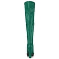 thumbnail image 2 of BLISSFUL STEP Women's Boots Platform Block High Heels Over Knee Side Zips Boots Emerald Green 6.5, 2 of 7