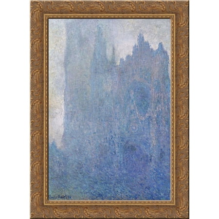Rouen Cathedral in the Fog 20x24 Gold Ornate Wood Framed Canvas Art by Monet, Claude