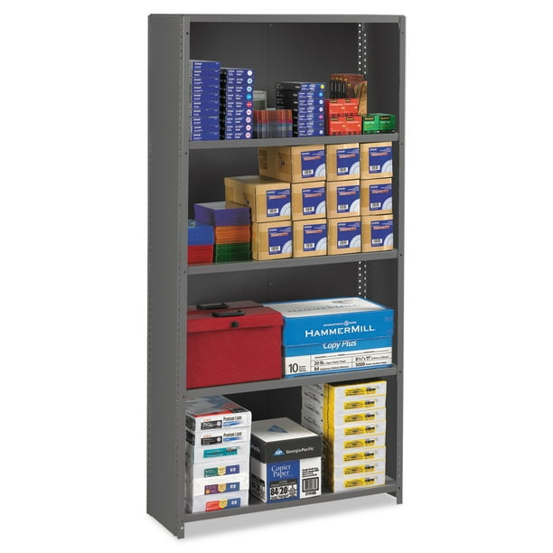 Tennsco Closed Commercial Steel Shelving, Fiveshelf, 36w X 12d X 75h, Medium Gray