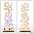 thumbnail image 3 of Decoraciones de Pascua de madera con estampado de letras de conejito, adorno para manualidades, decoración de Pascua para el hogar, mesa, arreglo de fiesta, regalo para niños, 2 uds., 3 of 12
