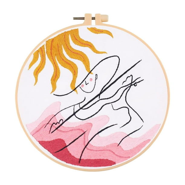 Kit de inicio de bordado, con patrón de tela de Fácil de operar con instrucciones Costura de punto de cruz para decoración colgante Art Rojo amarillo Sunnimix Kits de inicio de bordado