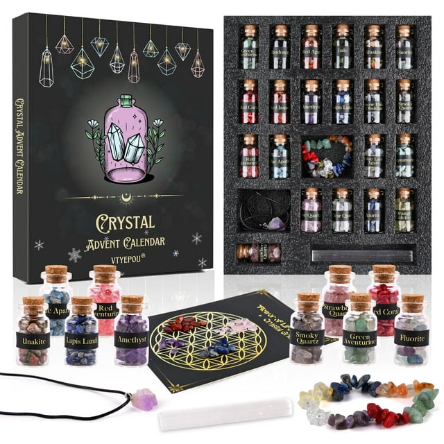 Calendario de Adviento VTYEPOU Crystal 2024 con piedras preciosas curativas