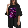 thumbnail image 4 of Plus Size Shirt for Women Black Tops for Women Oversized Short Sleeves Shirt for Women Love T Shirt Crewneck Shirt for Women XL, 4 of 5