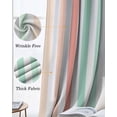 Coral Cyan Stripe Blackout Curtains for Bedroom Living Room Darkening ...
