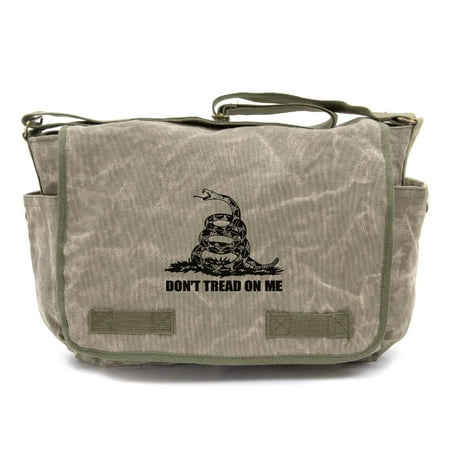 Don't Tread On Me Rattlesnake Army Heavyweight Canvas Messenger Shoulder (Best Stone For Me)