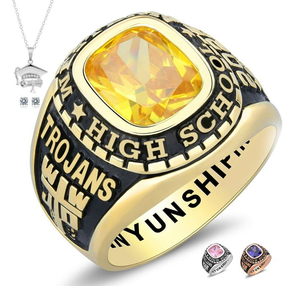 ccjcinata Square Multicolor Birthstone Customizable Sterling Silver Class Rings