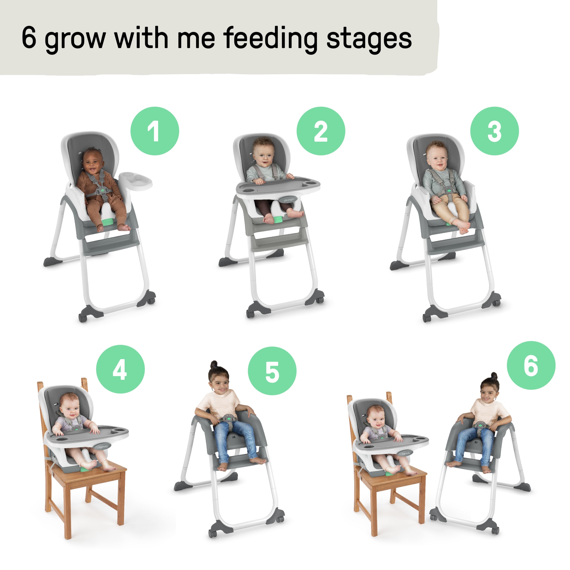 Ingenuity Full Course SmartClean 6-in-1 High Chair, Gray photo 2