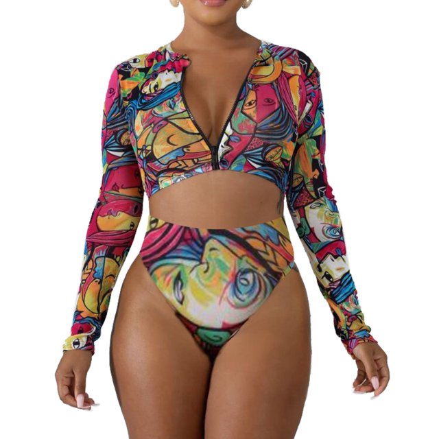 Conjunto De Bikinis 2pcs/set Lady Bikinis Set Simple Printed Sexy Bikini Set Beach Outfits (Verde L) Cgtredaw Para estrenar
