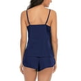 thumbnail image 4 of Womens Silk Pajamas, Sexy Sleepwear Lingerie Satin Pajamas Cami Shorts Set Nightwear Lingerie Soild Color Size S-XXL,Blue, 4 of 8