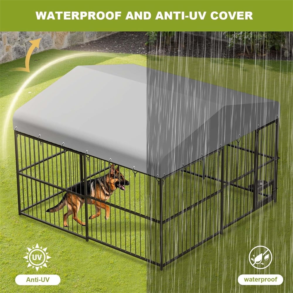 10X10X6FT Large Dog Kennel Outside Heavy Duty Outdoor Dog Cage House with Weatherproof,Galvanized Iron Pet Playpen with Safety Locks,UV & Water Resistant for Medium and Large Dogs,Easy Assembly