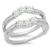 080 carat ctw 14k gold round diamond anniversary wedding 3 stone enhancer guard double - Wedding Ring Enhancers 080 carat ctw 14k gold round diamond anniversary wedding 3 stone enhancer guard double - Wedding Ring Enhancers