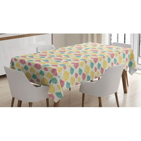 

Clouds Tablecloth Abstract Multicolored Cumulus Clouds with Semi Circles and Dots Rectangular Table Cover for Dining Room Kitchen 60 X 90 Inches Jade Green Yellow Dark Coral by Ambesonne