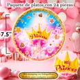 thumbnail image 3 of 24Pz Plato Cartón Premium Pastelero Fiesta De Cumpleaños My Princess Corona, 3 of 4