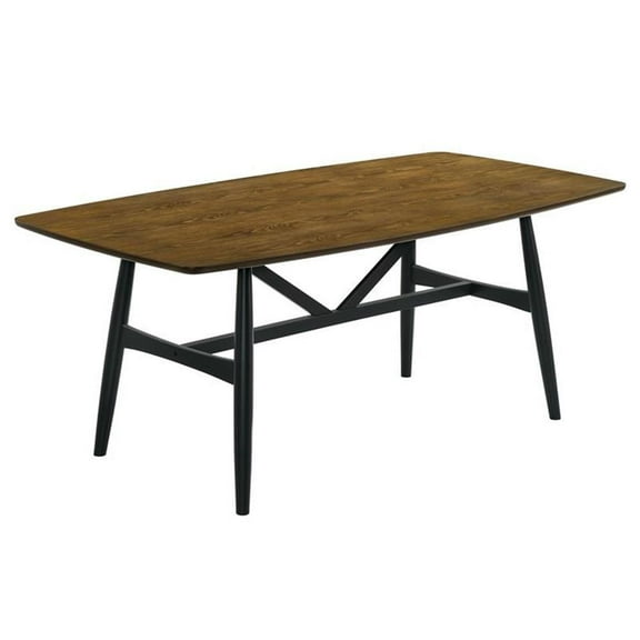 Furniture of America Kapok Solid Wood Rectangle Dining Table in Oak and Black