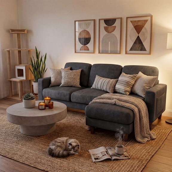 Homall Cloud Modular Sectional Sofa 3 Seat L-Shaped Cloud Oversized Sofa Couch for Living Room, Apartment and Small Space,Dark Gray