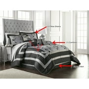 Lanco Classic Floral 7-Piece Comforter Bedding Set, Silver/Black/Gray, Bed Size Queen, 100% Polyester Fill