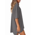 thumbnail image 3 of Women's two-piece casual suit summer casual loose shirt cycling shorts match airport travel wear Grey M, 3 of 7
