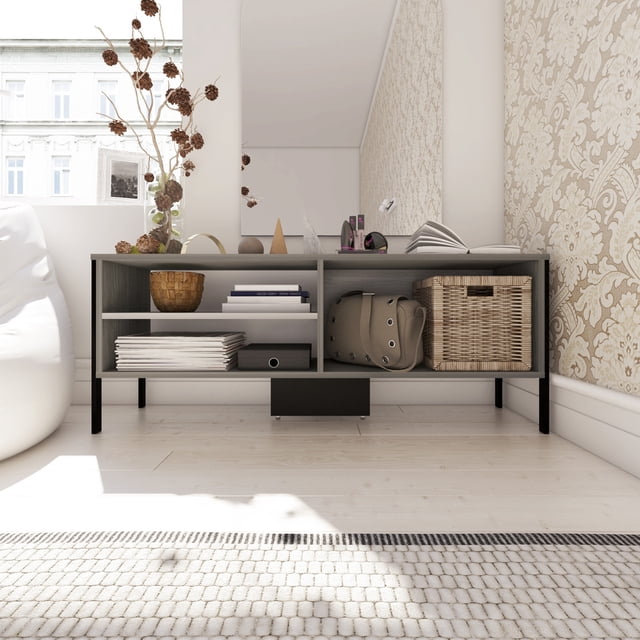 Mueble para TV 55' Playcon Viena Organizador Multiusos Estante Organizador 3 Espacios Gris oscuro y claro