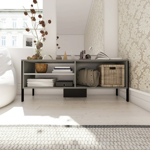 Mueble para TV 55' Playcon Viena Organizador Multiusos Estante Organizador 3 Espacios Gris oscuro y claro