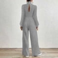 thumbnail image 5 of Bloomae Women's Long Sleeve Turtleneck Jumpsuit - Stretchy Ribbed Wide-Leg Casual One-Piece Back Cutout Rompers Loose Fit Overall Pants with Pockets, 5 of 7