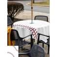thumbnail image 4 of Outdoor Tablecloth with Umbrella Hole and Zipper, Baseball Square Table Cloth 54x54 Inch Waterproof Tablecloth, Modern Minimalist Red Lines Picnic Table Cover for Patio Camping, 4 of 7
