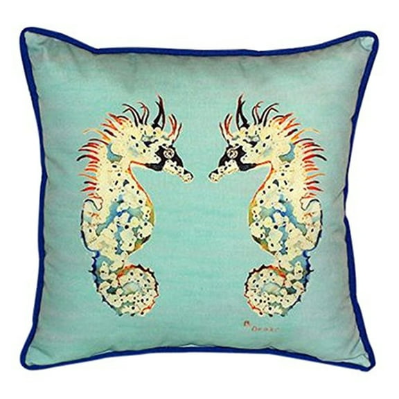 Betsy Drake ZP388C 22 x 22 in. Betsys Sea Horses Teal Extra Large Zippered Pillow