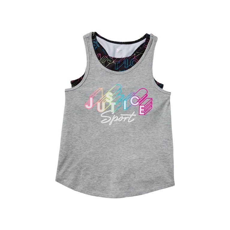 Justice Girls Fashion Dance Tank with Built in Sports Bra, Sizes S-XL