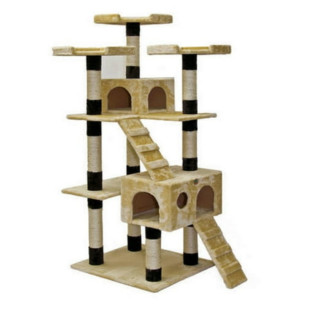 UPC: 0852438003524 | Go Pet Club 72-in Cat Tree & Condo Scratching Post Tower Beige & Black