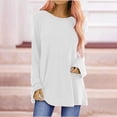 thumbnail image 2 of Womens Long Sleeve Shirts Tops Long Shirt Oversize Basic Long Sleeve Pullover Tunic Crew Neck V Neck Long Sleeve Top Casual Plain Tops Spring Summer Cotton Shirts Blouses for Women Dressy Casual, 2 of 7