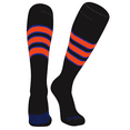 thumbnail image 1 of PEAR SOX Striped OTC Baseball, Softball, Football Socks (C) Black, Royal, Orange (S), 1 of 3