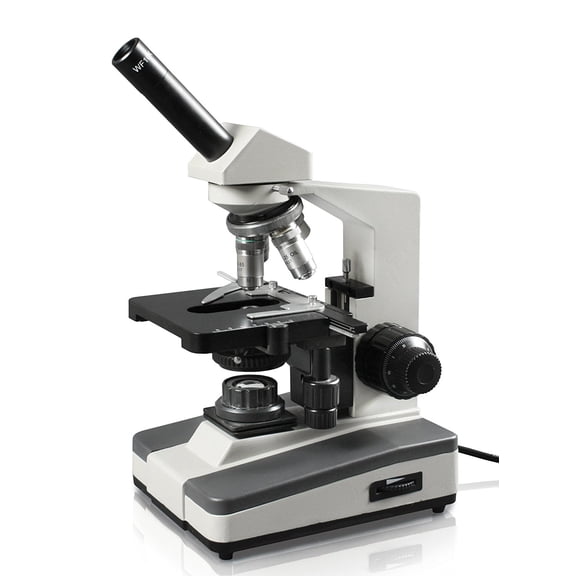 Vision Scientific ME111 Monocular Compound Microscope, 10x Widefield Eyepiece w/ Pointer, 40x – 1000x Magnification, Double Layer Mechanical Stage, Kohler LED Illumination w/ Intensity Control