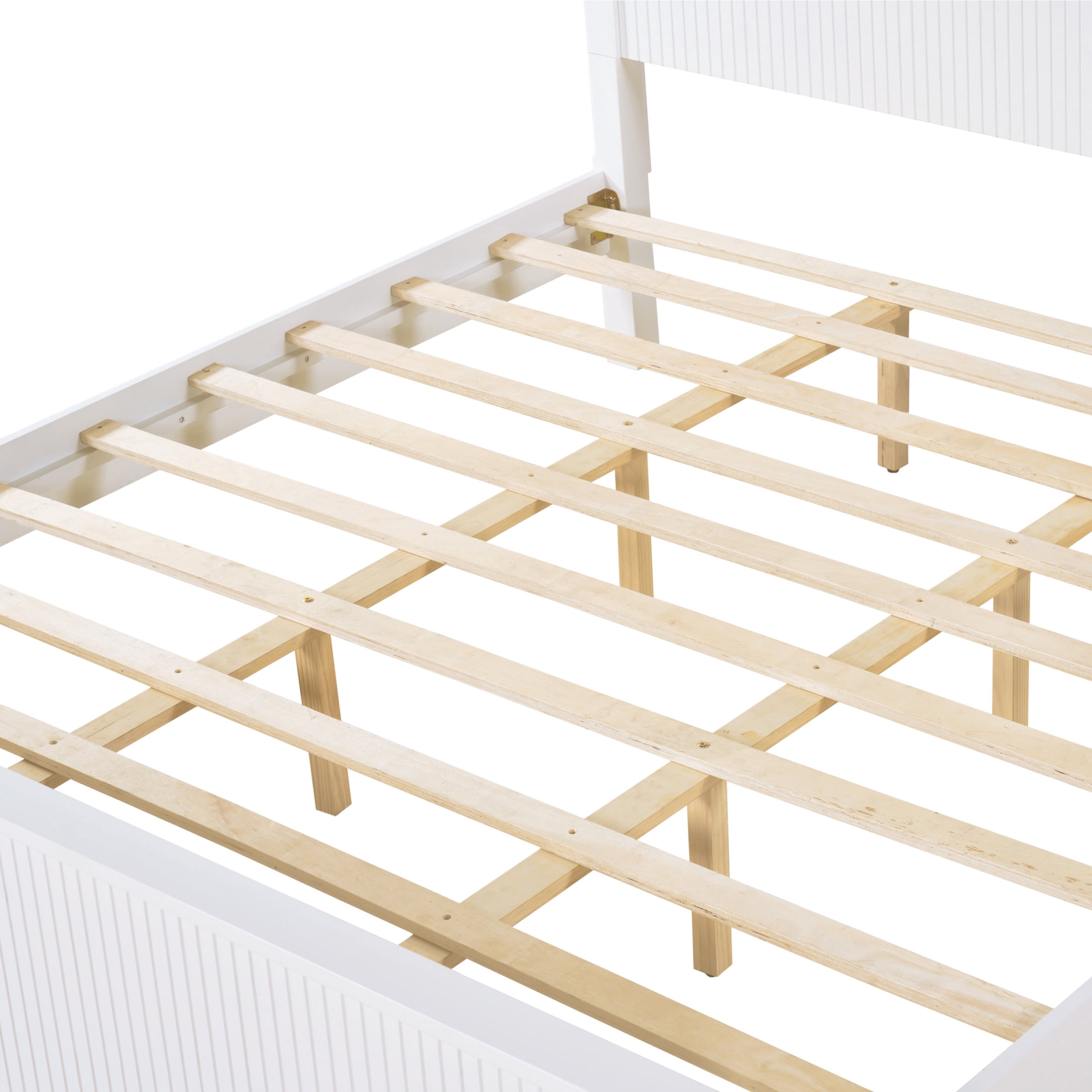 Christopher Knight Home Modern King Bed Frame with 2 Drawer Nightstands, Grooved Design, White