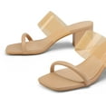 thumbnail image 5 of Pennysue Women's Block Heel Square Toe Mules Nude Two Straps Backless Sandals 7M, 5 of 5