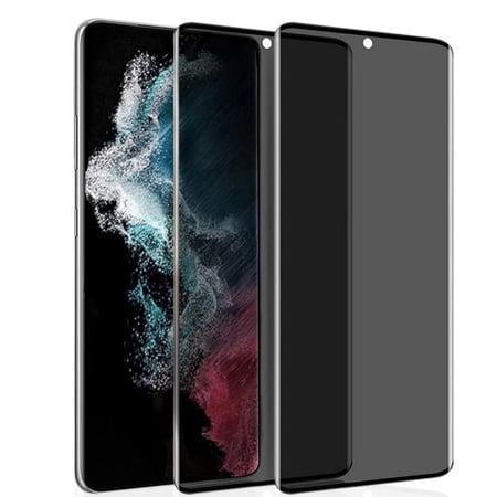 ZYQEEE 2 Pack Privacy Screen Protector for Samsung Galaxy S22 Ultra 6.8", Anti-Spy Tempered Glass, Bubble-Free, Easy Install