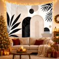 thumbnail image 3 of Overlapping Arches and Palm Leaves on White, Serene Minimalist for Modern Decor Enthusiasts, Geometric Wall Art, Housewarming Gift Tapestry Wall Hanging for Bedroom and Living Room, 3 of 7