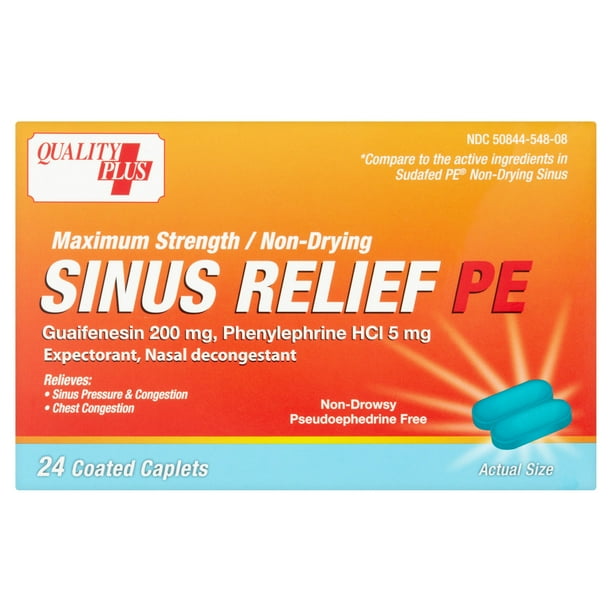 Quality Plus Sinus Relief Pe Coated Caplets 24 Count Walmart Com Walmart Com