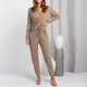 thumbnail image 4 of Mujeres Casual Verano Cuello en V Manga larga Tops y pantalones largos Conjunto de dos piezas Traje Wmkox8yi bvn3042, 4 of 9