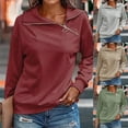 thumbnail image 2 of Pullover Women's Stand Up Long Sleeve And 1/4 Neck With Zip Spring Autumn Sweatshirt Tops Top, 2 of 2