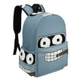 thumbnail image 2 of Futurama Bender Face Adjustable Backpack Laptop Daypack Student School Bookbag Satchel Half Printed Rucksack, 2 of 8