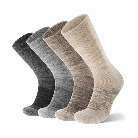 LujingZ Chaussettes de Randonnée en Laine Mérinos, Chaussettes Mi-Mollet Thermiques à Coussin Intégral Épais pour Hommes et Femmes, 4 Paires